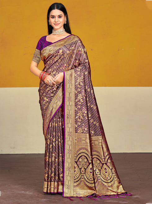 Deeva Sarees Wine Satin Silk Saree